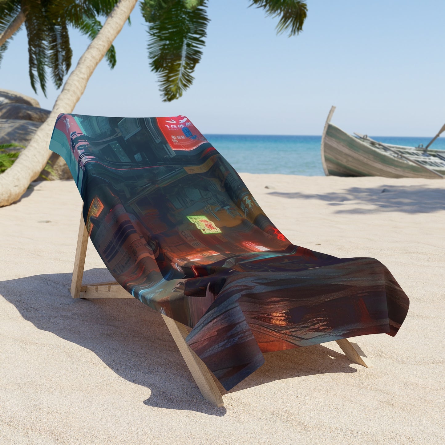 Cyberpunk Background Print Beach Towel