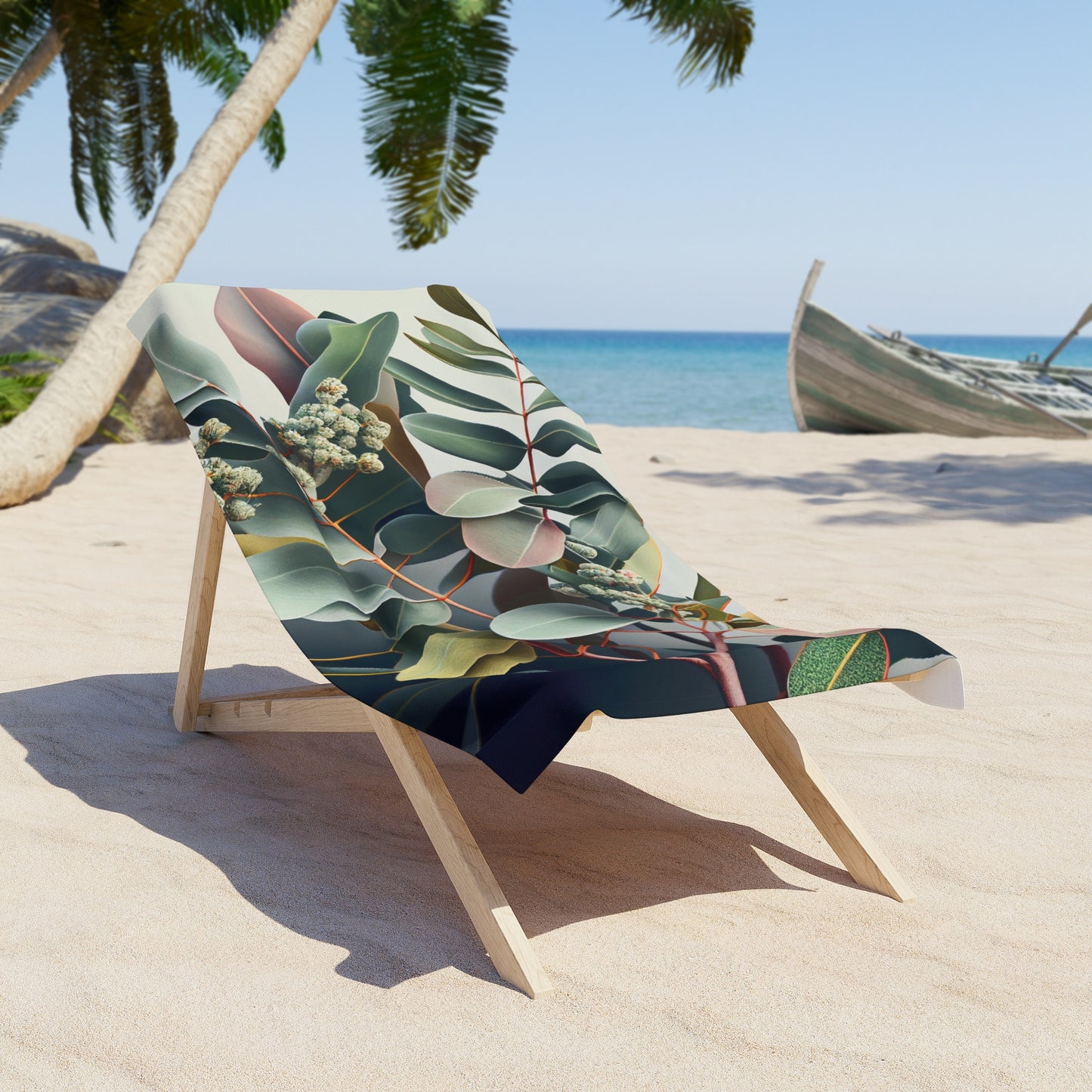 Eucalyptus Print Beach Towel