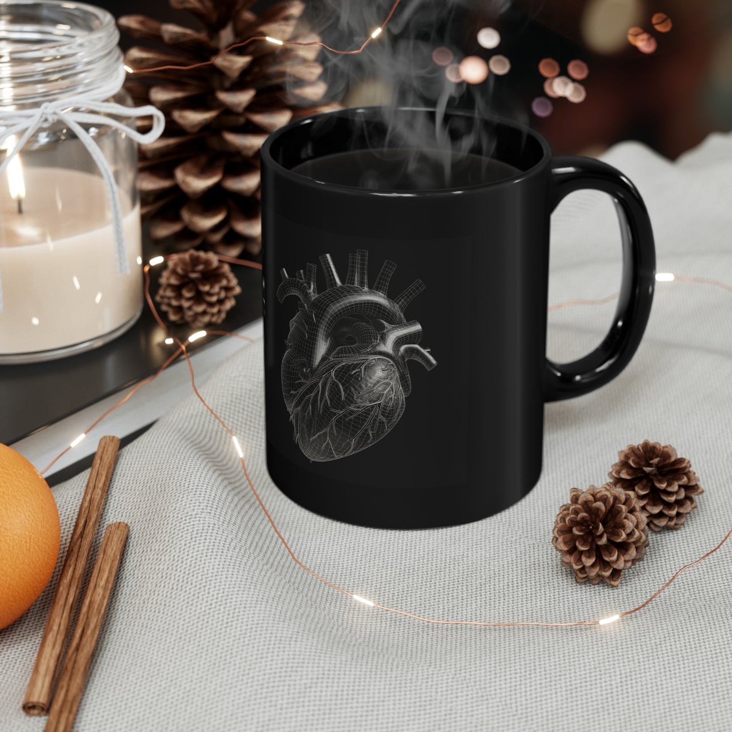 Black Heart 11oz Black Mug