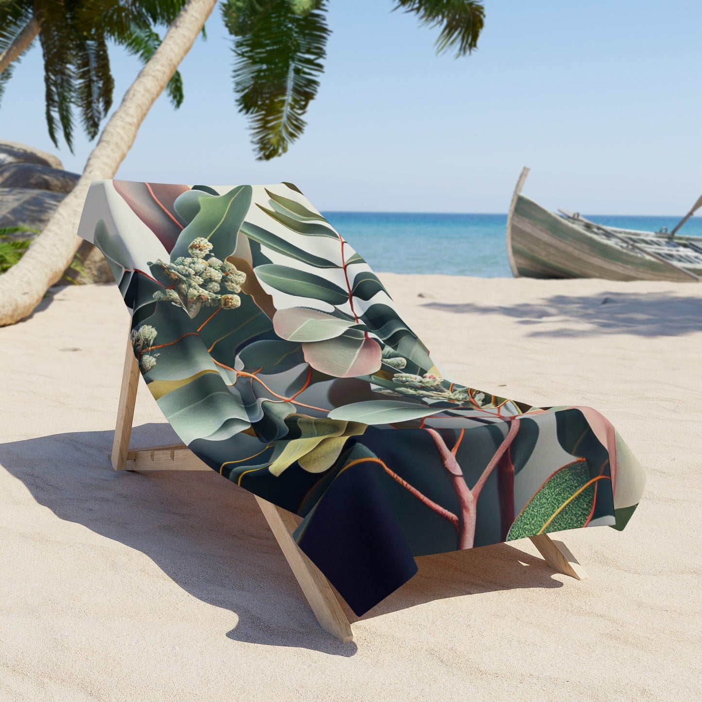 Eucalyptus Print Beach Towel